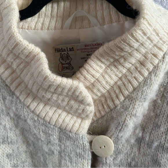Vintage Hilda Ltd Icelandic Wool Sweater Coat, 100% Pure Wool, Nordic Cardigan - Picture 7 of 11